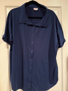 Lularoe Navy Short-Sleeve Button-Up Shirt